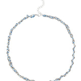 Collier ovale fil polyester et coton torsadé rhodié - L46 cm