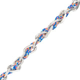 Collier ovale fil polyester et coton torsadé rhodié - L46 cm