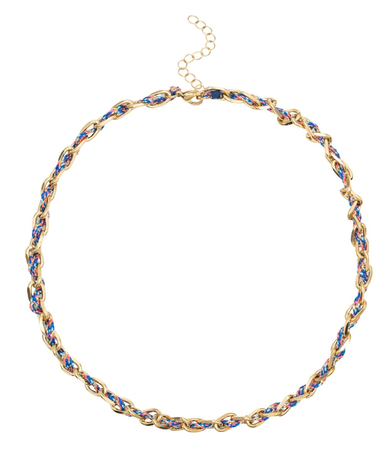 Collier ovale fil polyester et coton torsadé - L46 cm