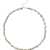 Collier ovale fil polyester et coton torsadé rhodié - L46 cm