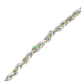 Collier ovale fil polyester et coton torsadé rhodié - L46 cm