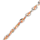 Collier ovale fil polyester et coton torsadé rhodié - L46 cm