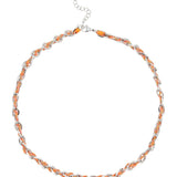 Collier ovale fil polyester et coton torsadé rhodié - L46 cm