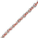 Collier ovale fil polyester et coton torsadé rhodié - L46 cm