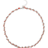 Collier ovale fil polyester et coton torsadé rhodié - L46 cm