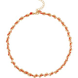 Collier ovale fil polyester et coton torsadé - L46 cm