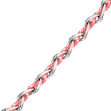 Collier ovale fil polyester et coton torsadé rhodié - L46 cm