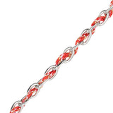 Collier ovale fil polyester et coton torsadé rhodié - L46 cm