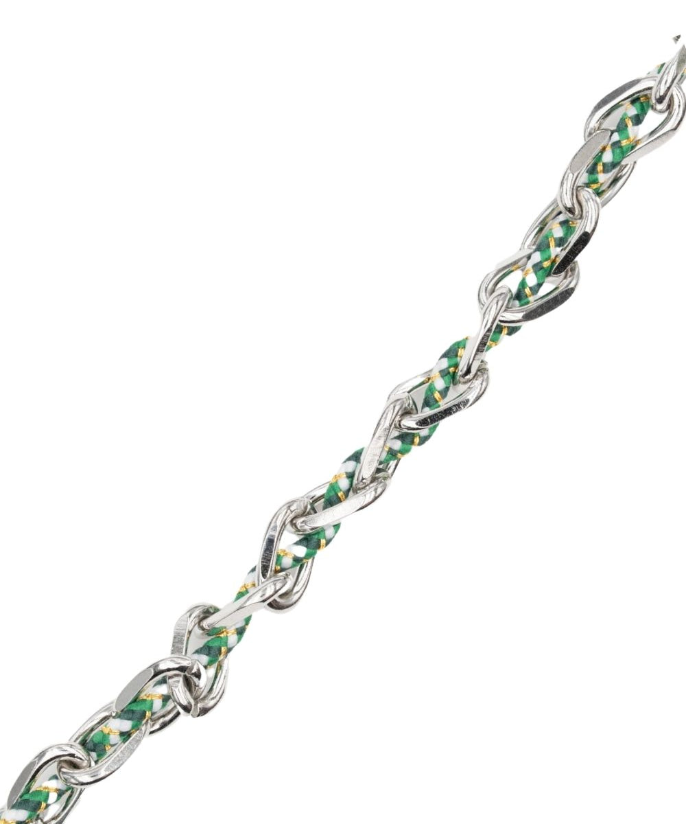 Collier ovale fil polyester et coton torsadé rhodié - L46 cm
