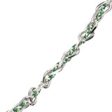 Collier ovale fil polyester et coton torsadé rhodié - L46 cm