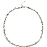 Collier ovale fil polyester et coton torsadé rhodié - L46 cm