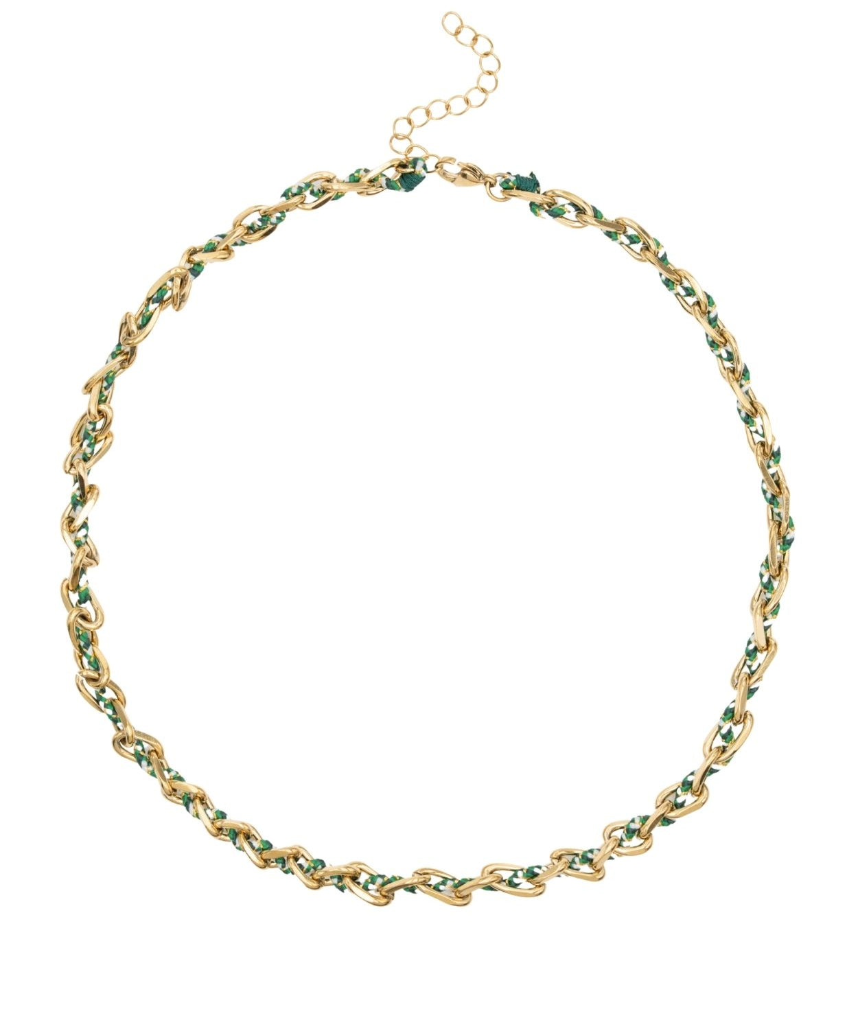 Collier ovale fil polyester et coton torsadé - L46 cm