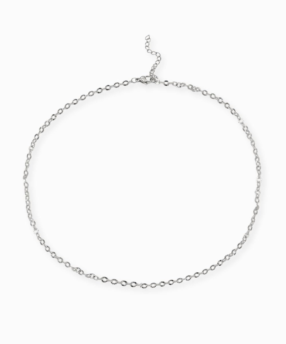 Collier en maille forçat strié 4x3 mm - Longueur 40cm