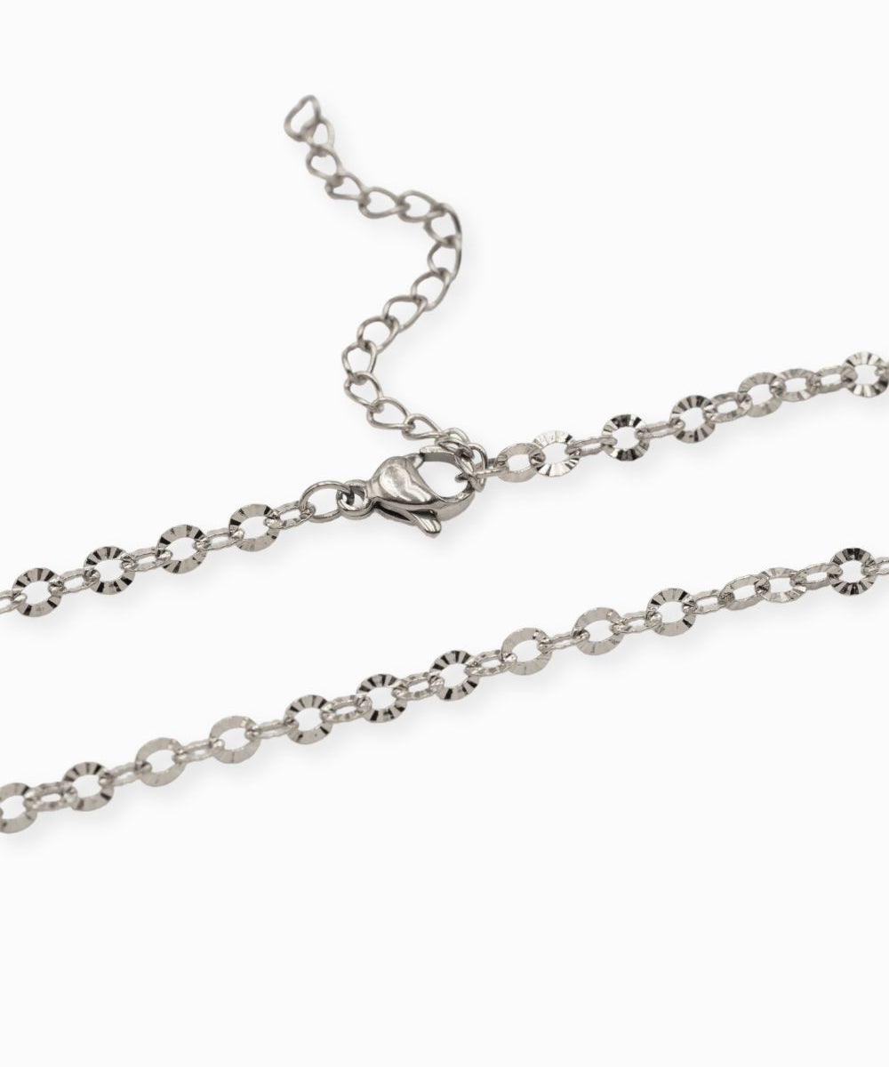 Collier en maille forçat strié 4x3 mm - Longueur 40cm
