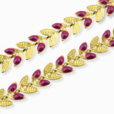 Chaîne épi 6.50 x 6.20 mm inox doré/fuchsia - Longueur 50 cm