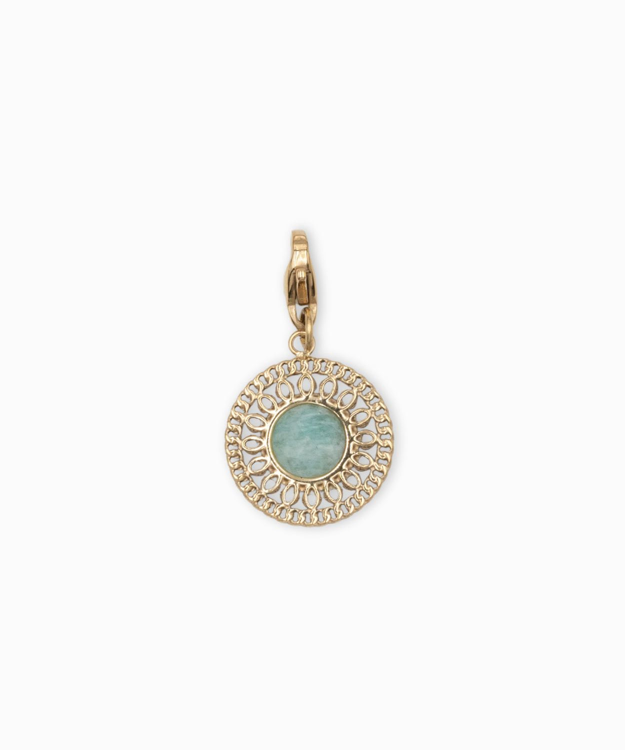 Charm médaille pierres fines marguerite 15 mm