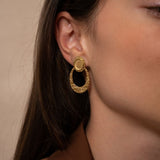 Clous d'oreille ovale martelée 10x8mm