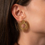 Clous d'oreilles ovale Fleur Solaire 10x8mm