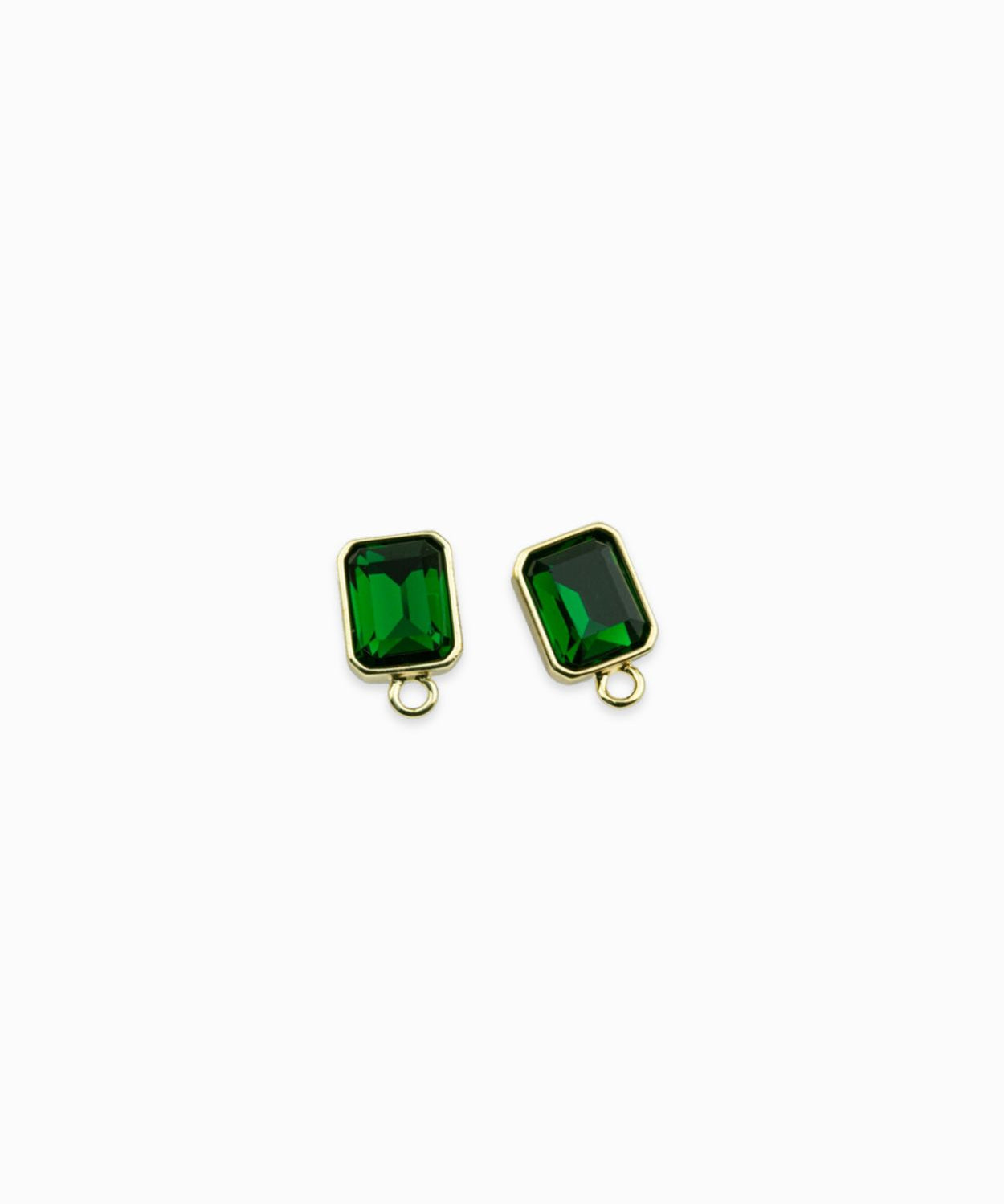 Clous d'oreilles petits rectangles strass 10x8mm