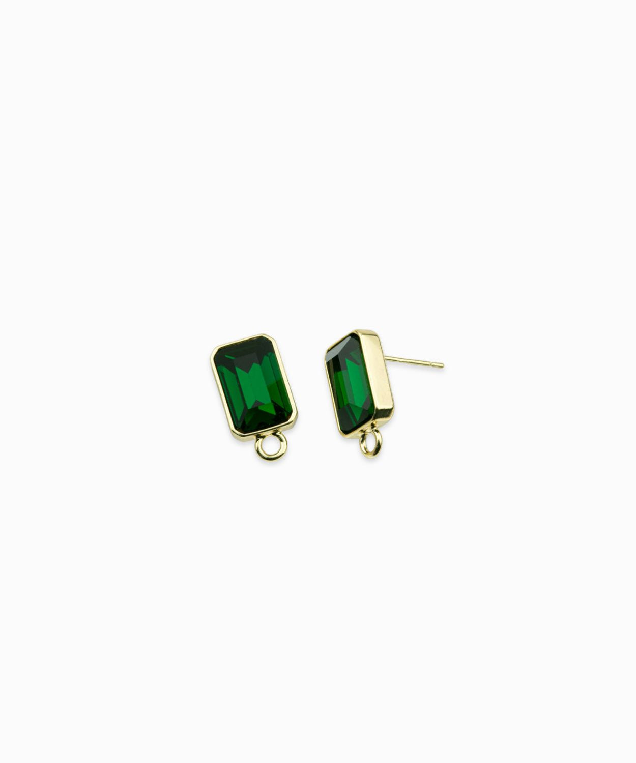 Clous d'oreilles rectangles strass 14x10mm