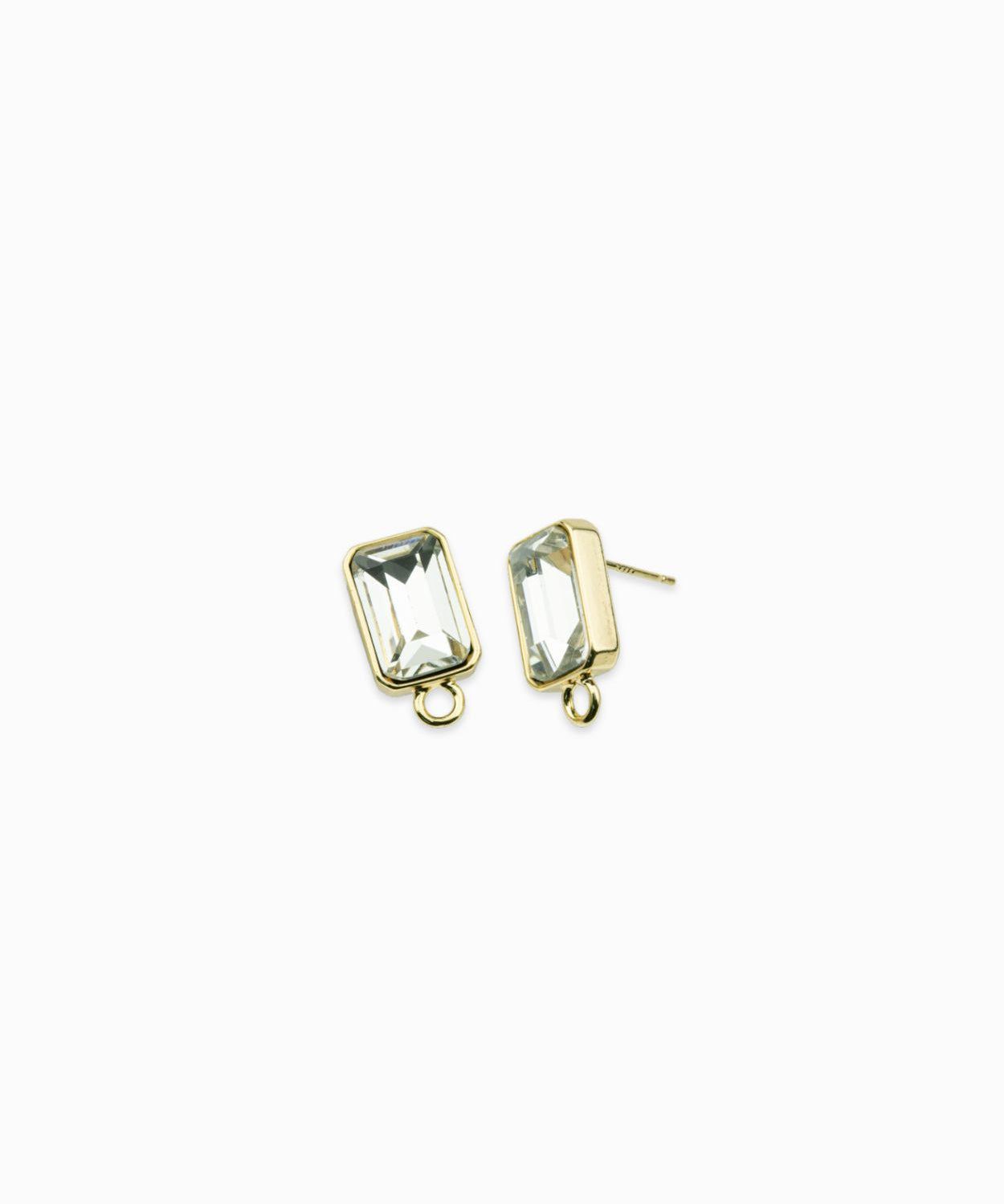 Clous d'oreilles rectangles strass 14x10mm