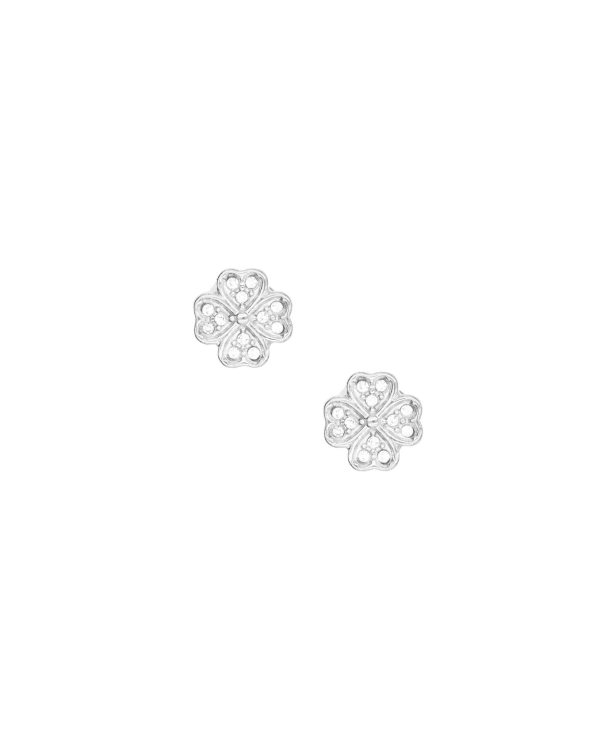 Clous d'oreilles trèfle strass 8mm