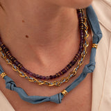 Collier ovale fil polyester et coton torsadé - Longueur 46 cm