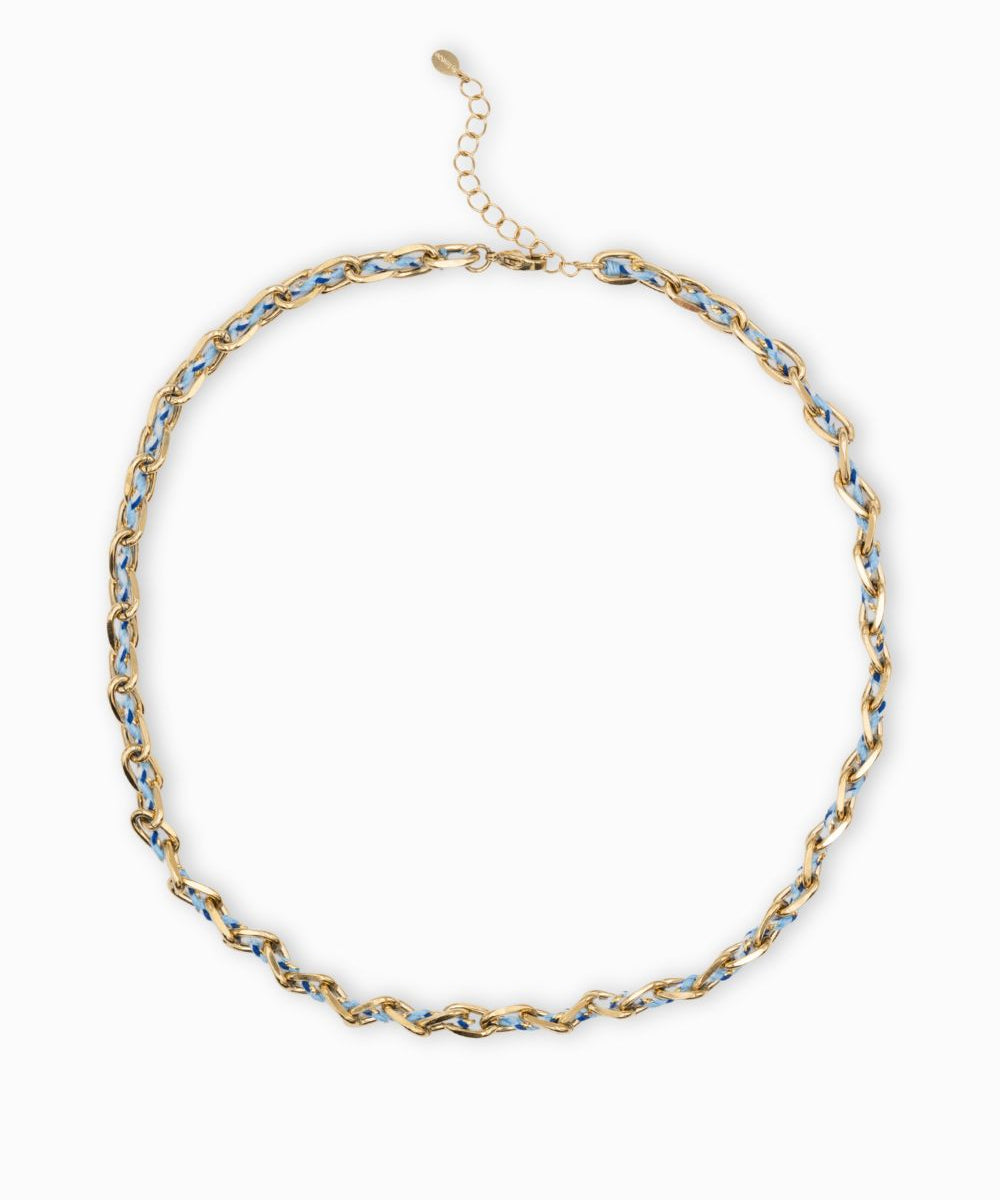 Collier ovale fil polyester et coton torsadé - Longueur 46 cm