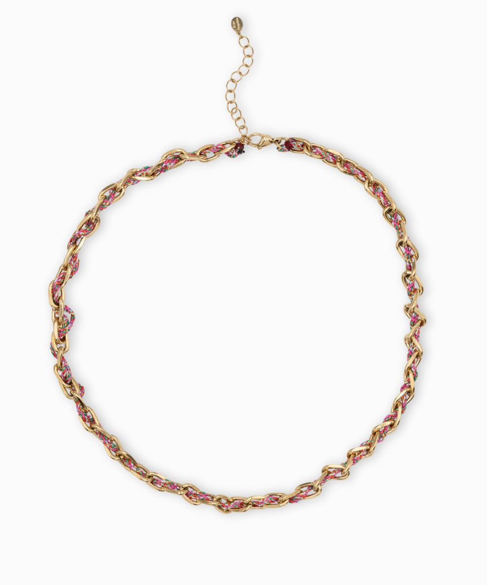 Collier ovale fil polyester et coton torsadé - Longueur 46 cm