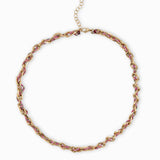 Collier ovale fil polyester et coton torsadé - Longueur 46 cm