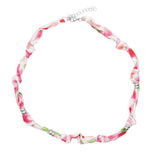 Collier tissu noué intercalaire - Longueur 40cm Rhodié