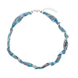 Collier tissu noué intercalaire - Longueur 40cm Rhodié