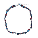 Collier tissu noué intercalaire - Longueur 40cm Rhodié