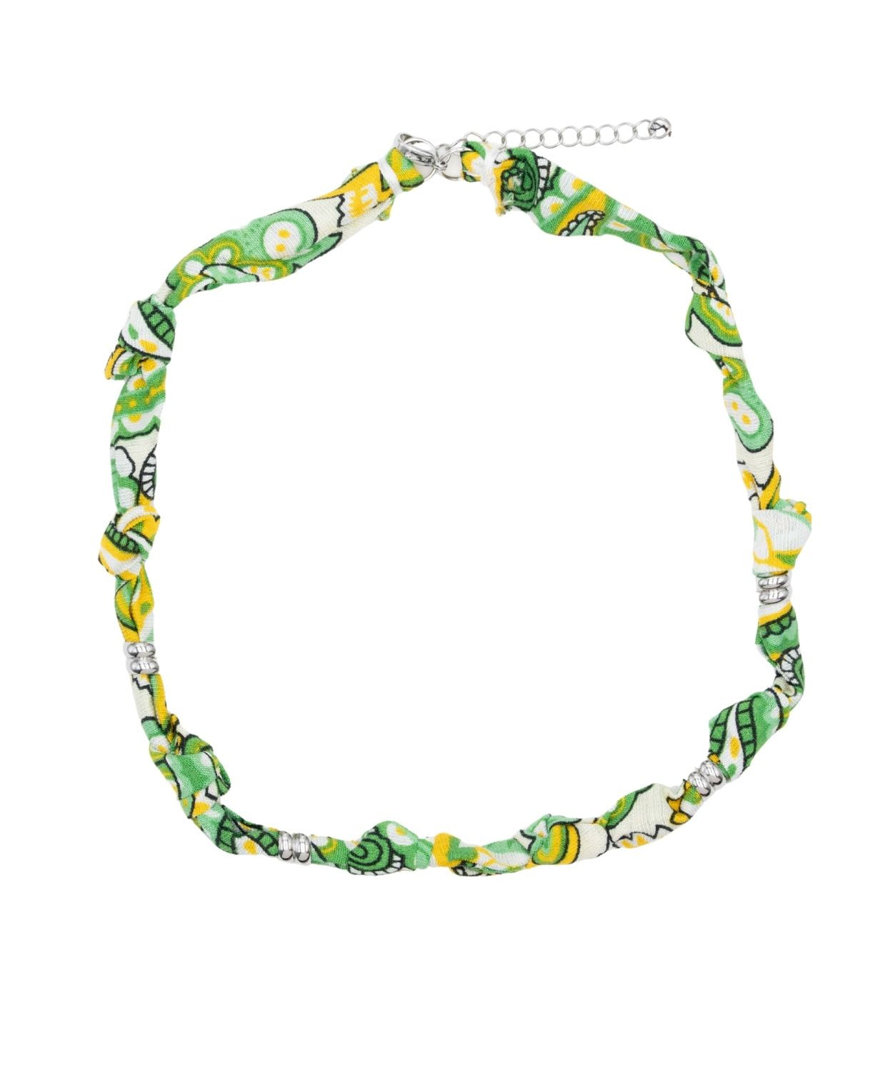Collier tissu noué intercalaire - Longueur 40cm Rhodié