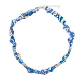 Collier tissu noué intercalaire - Longueur 40cm Rhodié