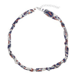 Collier tissu noué intercalaire - Longueur 40cm Rhodié
