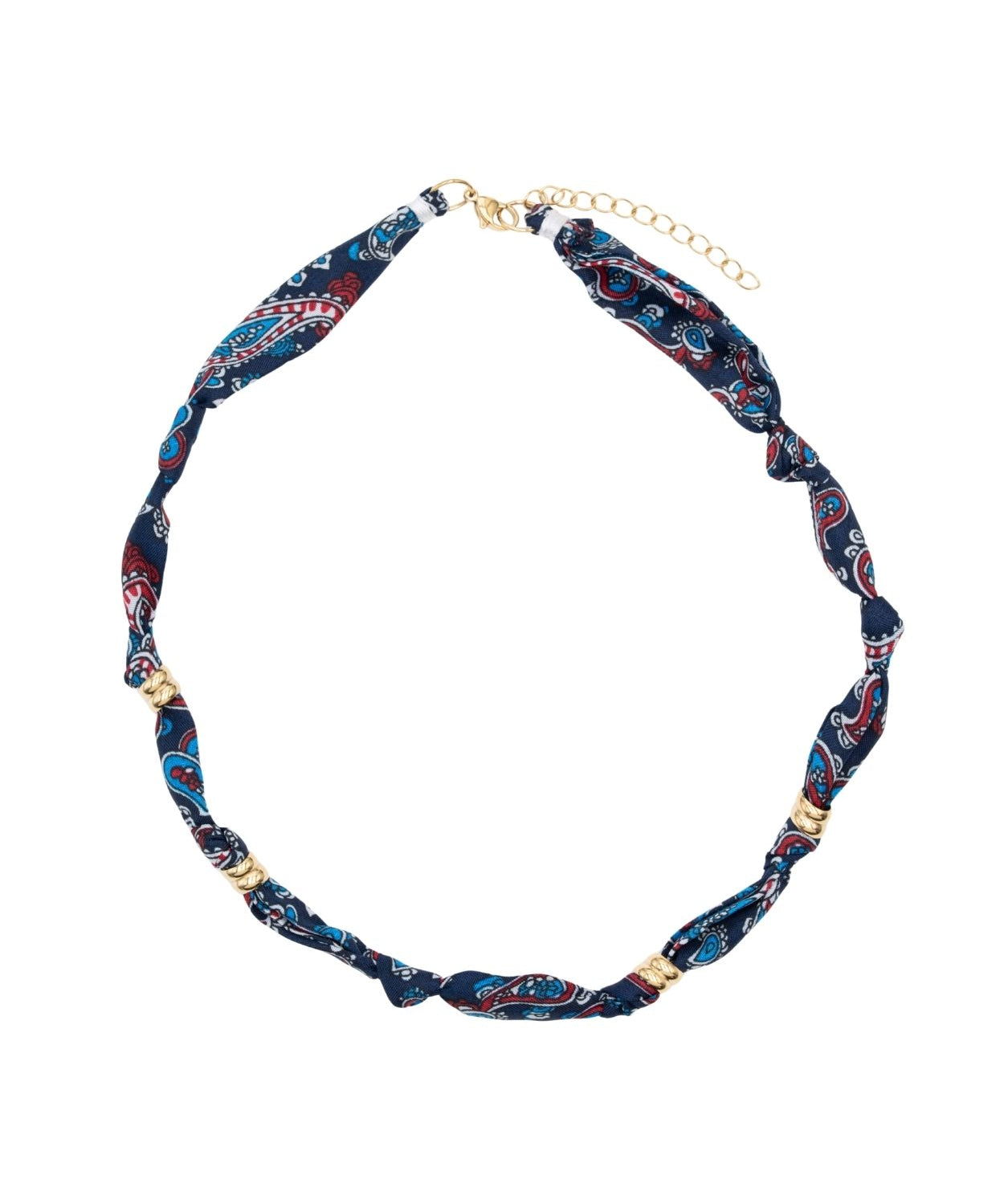 Collier tissu noué intercalaire - Longueur 40cm Doré