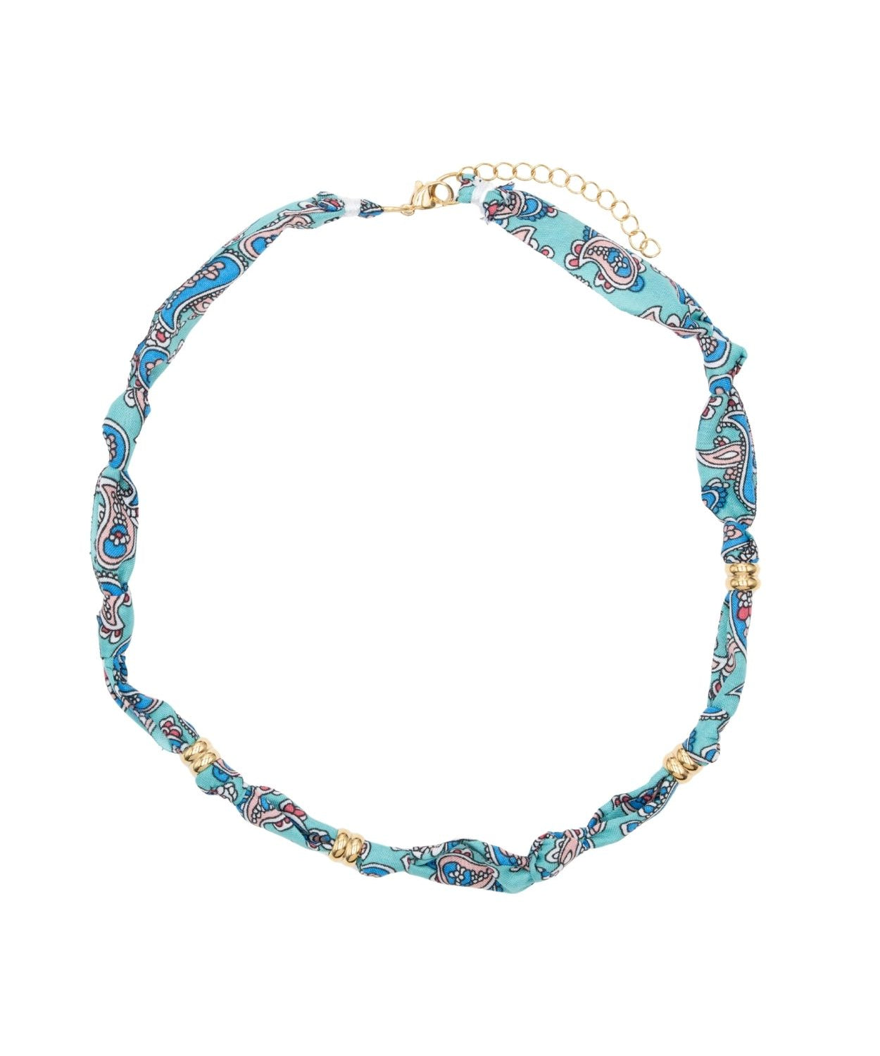 Collier tissu noué intercalaire - Longueur 40cm Doré