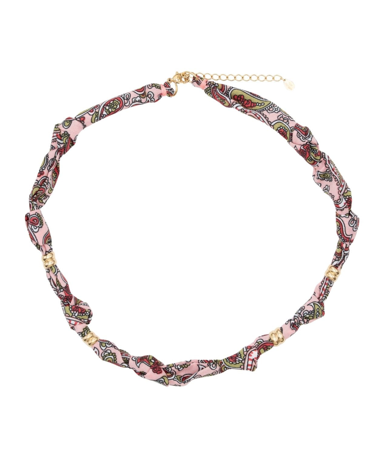 Collier tissu noué intercalaire - Longueur 40cm Doré