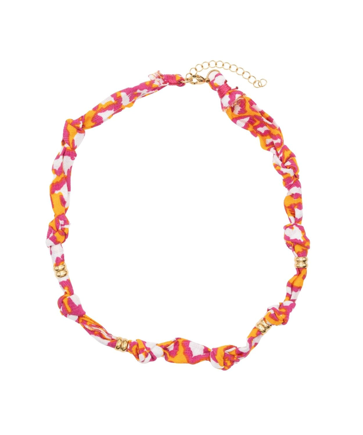 Collier tissu noué intercalaire - Longueur 40cm Doré