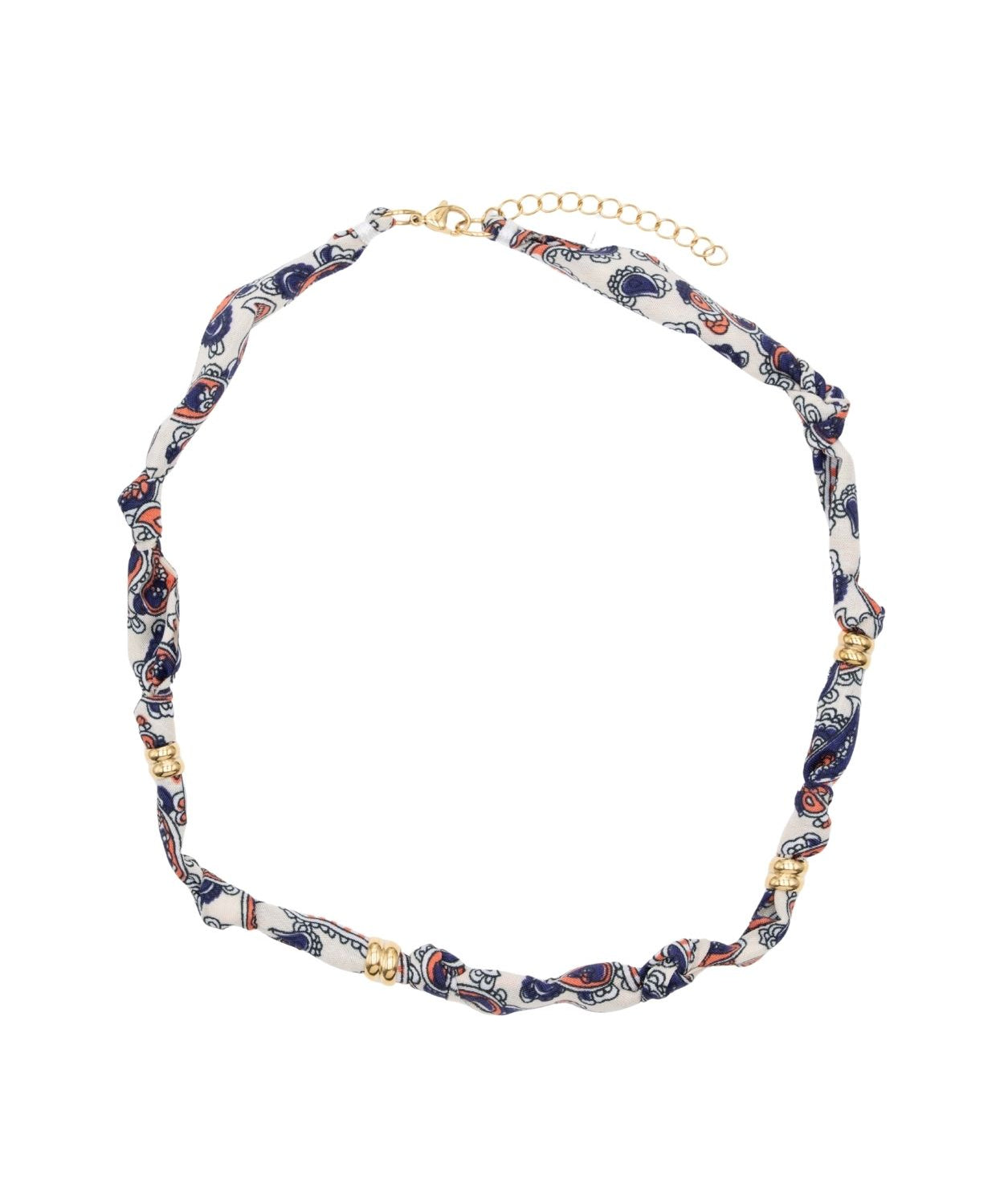 Collier tissu noué intercalaire - Longueur 40cm Doré