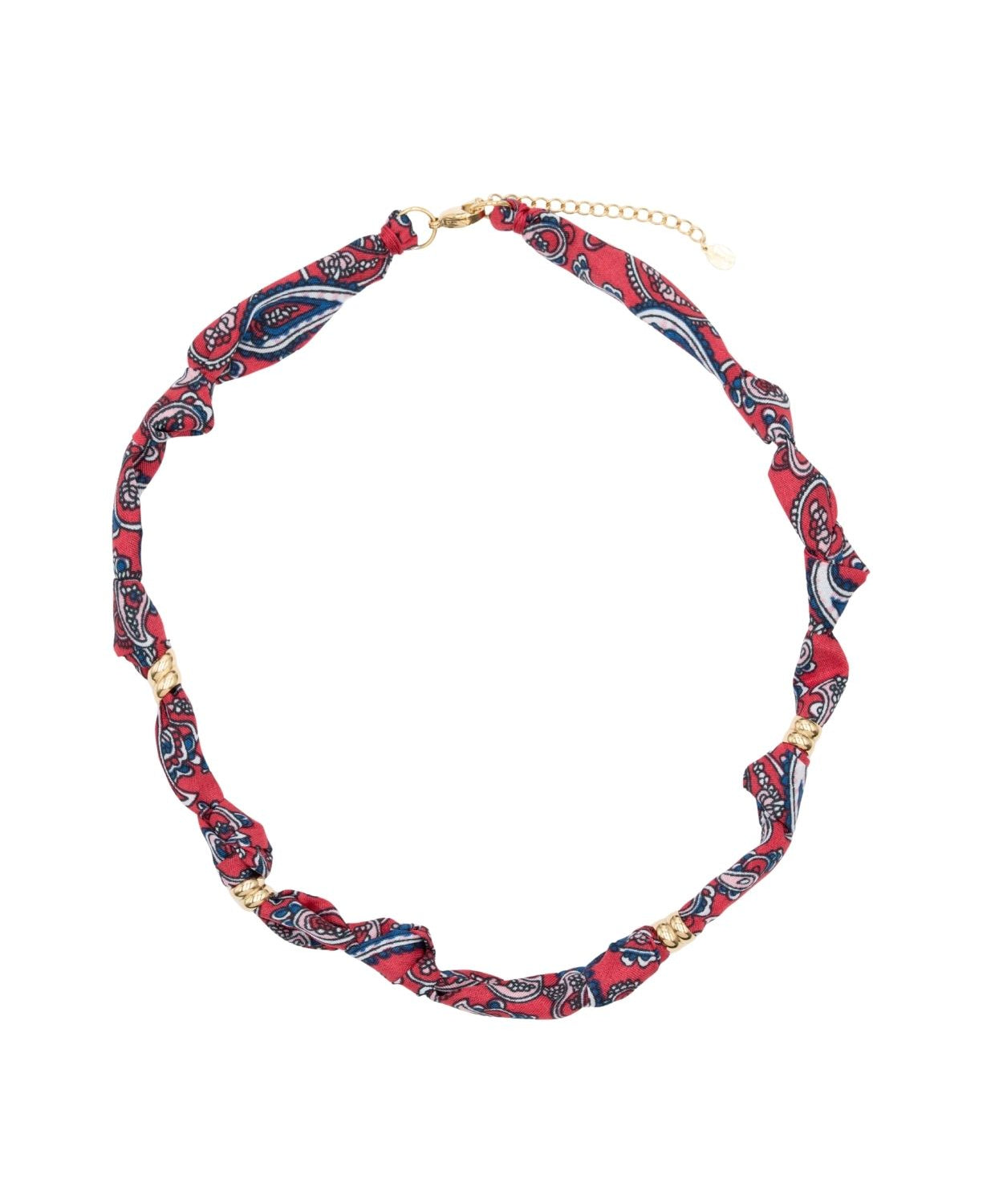 Collier tissu noué intercalaire - Longueur 40cm Doré