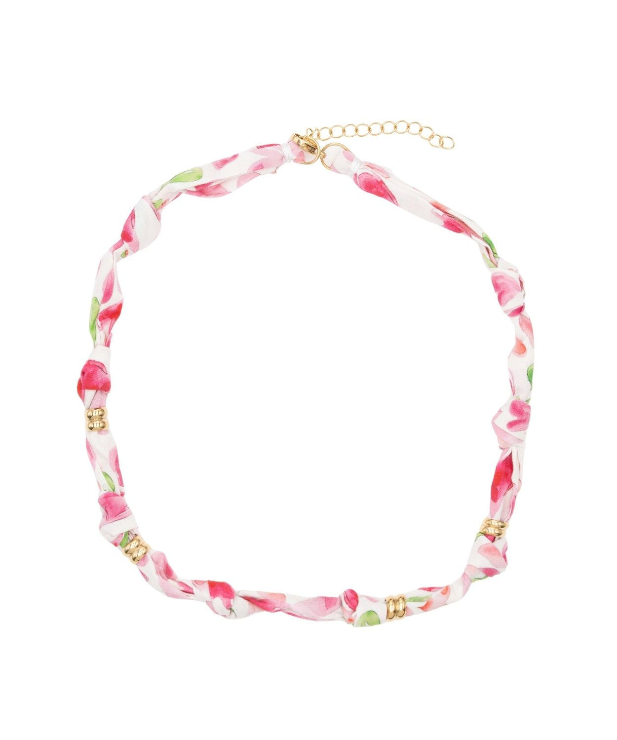 Collier tissu noué intercalaire - Longueur 40cm Doré