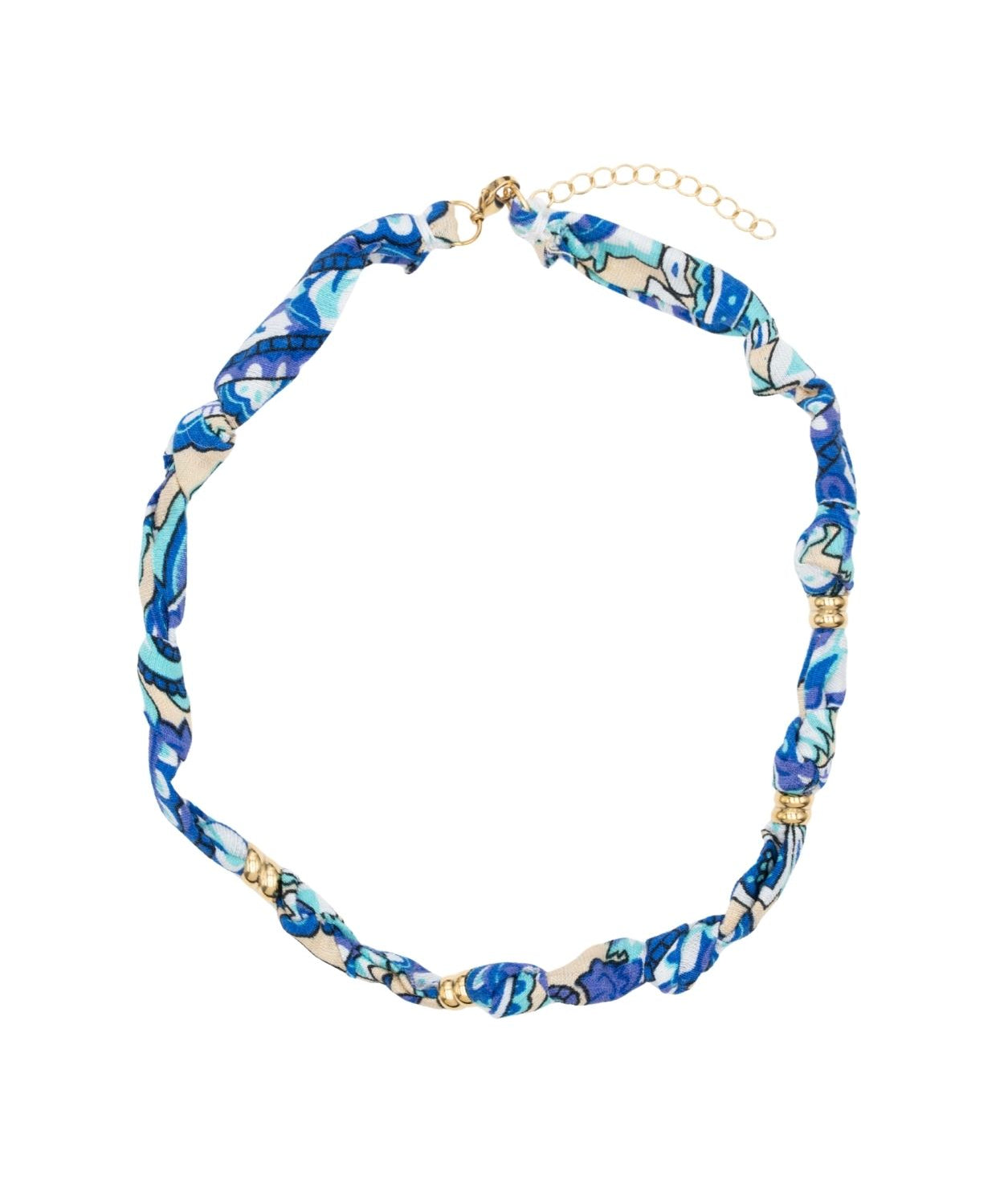 Collier tissu noué intercalaire - Longueur 40cm Doré
