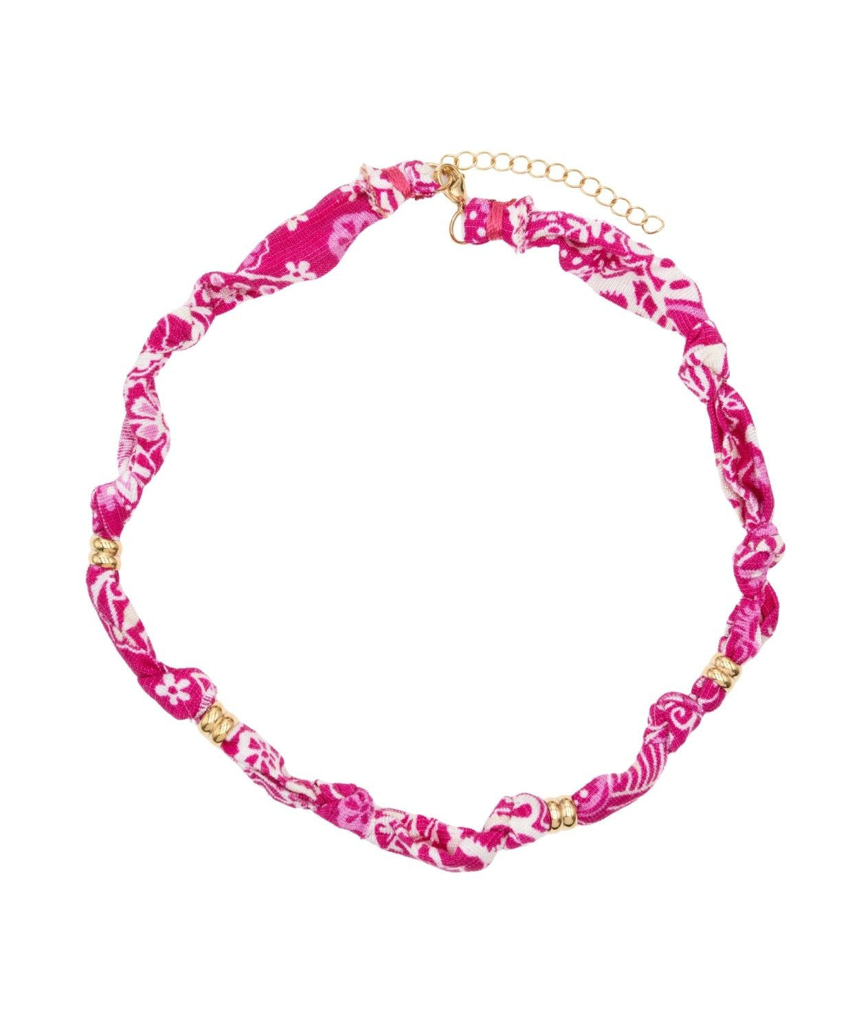 Collier tissu noué intercalaire - Longueur 40cm Doré