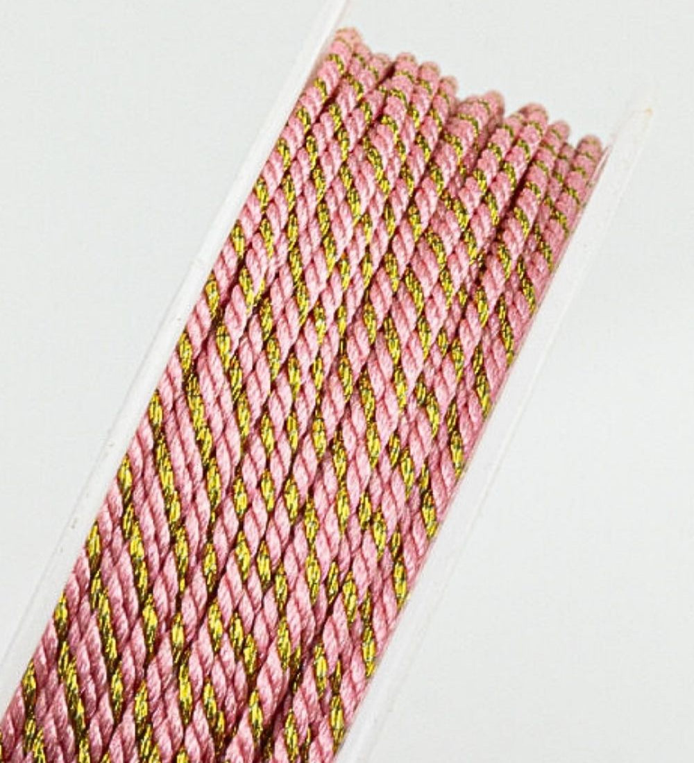 Fil polyester et coton torsadés 1mm - Rose pâle