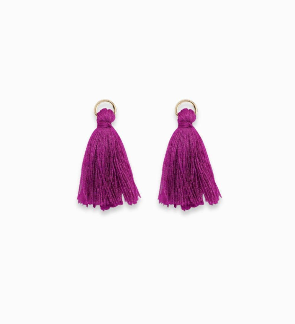 Pompons en coton & doré 25mm - Violet