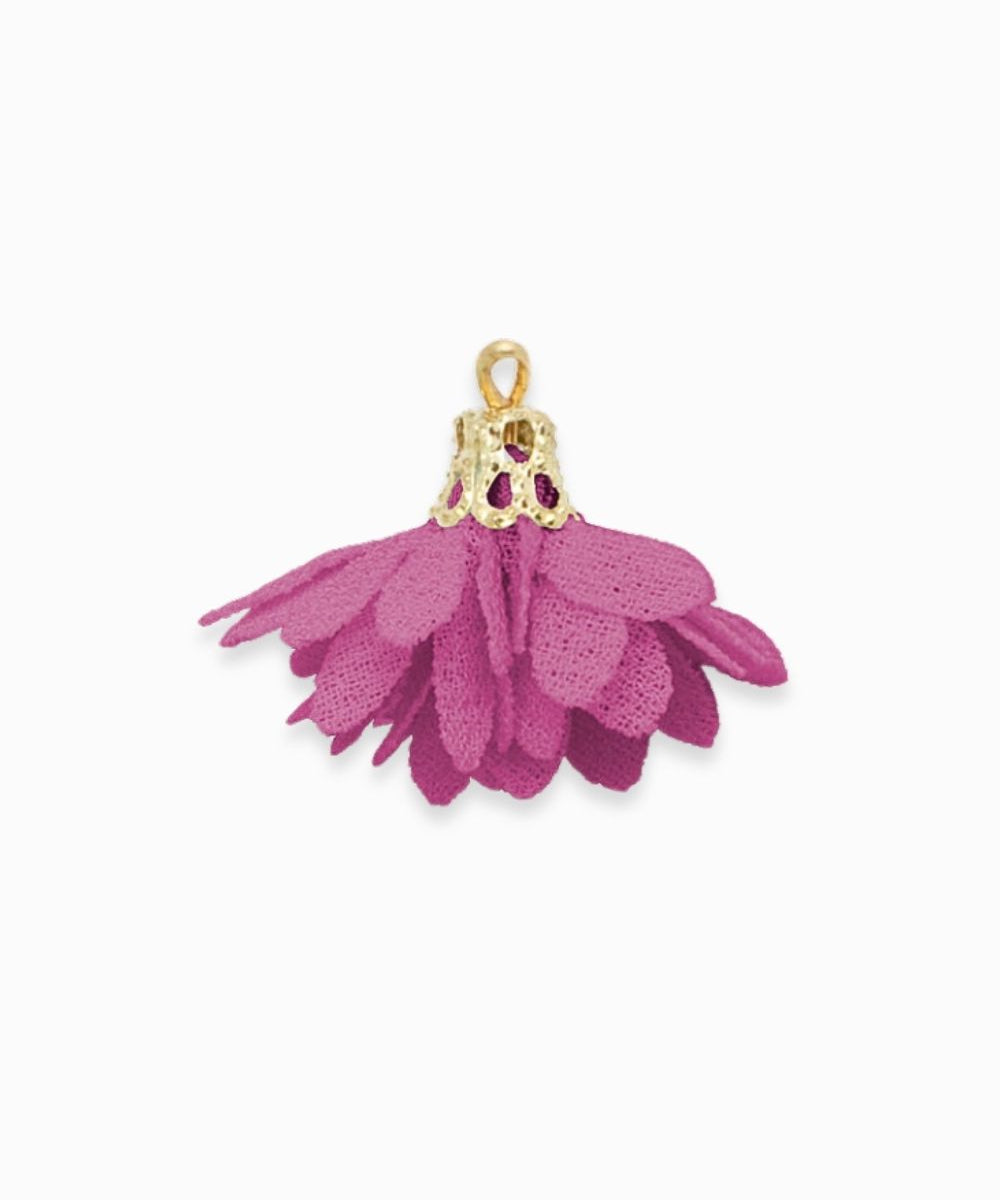 Pompons fleurs en tissu 18mm - Rose