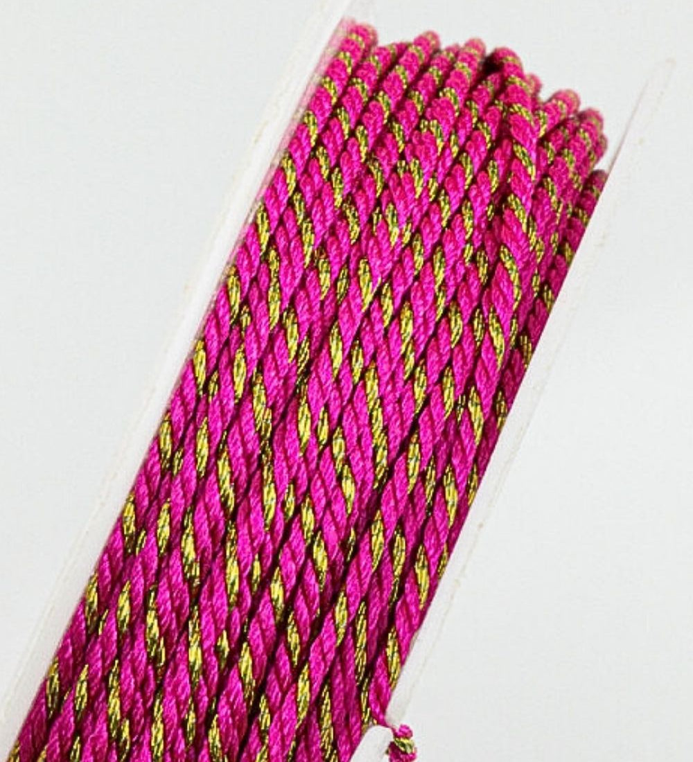 Fil polyester et coton torsadés 1mm - Fuchsia