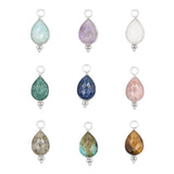 Goutte sertie en pierres fines 13.50x8mm - Lot mélangé rhodié